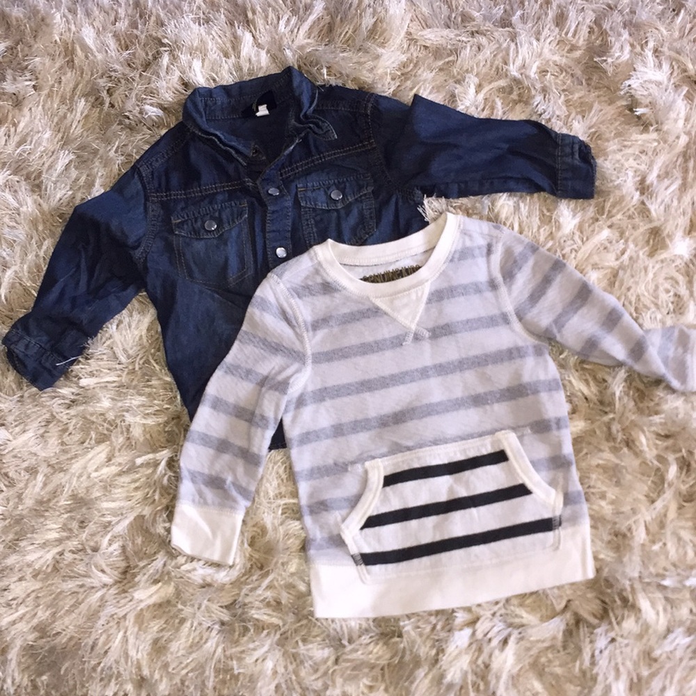 Jean pearl button & Sweater with Pocket